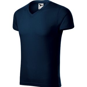 Slim Fit V-neck 146 - Tricou pentru bărbaţi albastru marin