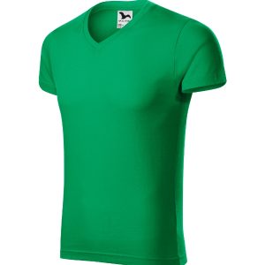 Slim Fit V-neck 146 - Tricou pentru bărbaţi verde mediu