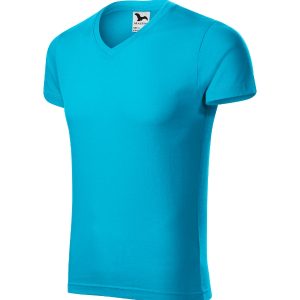 Slim Fit V-neck 146 - Tricou pentru bărbaţi turcoaz