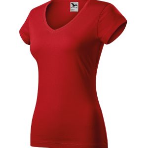 Fit V-neck 162 - Tricou pentru damă roşu