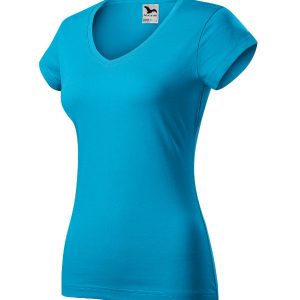 Fit V-neck 162 - Tricou pentru damă turcoaz