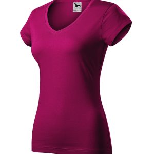 Fit V-neck 162 - Tricou pentru damă roşu fucsie