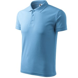 Pique Polo 203 - Tricou polo pentru bărbaţi albastru azuriu